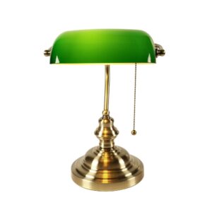 Table Lamp With Switch Green Glass Lampshade